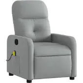 Syfax Massagesessel mit 6-Punkt-Vibrationsmassage und manueller Liegefunktion, Stoff Hellgrau, 66x89x96 cm