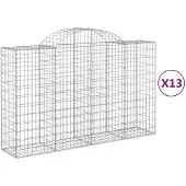 vidaXL Gabionen mit Hochbogen 13Stk. 200x50x120/140cm Verzinktes Eisen
