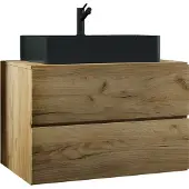 VCM 2-tlg. Waschplatz Waschtisch | schwarzes Waschbecken Unterschrank Breite 80 cm | Badmöbel Set mit Schubladen | Lendas S BL