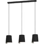 Eglo Hängelampe Bolivia, Esstisch Pendelleuchte 3-flammig, Esszimmerlampe aus Metall in Schwarz und Sandfarben, Hängeleuchte mit E27 Fassung