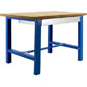 Proregal Werkbank BUFFALO WOOD mit Schublade | HxBxT 87x120x75cm | Traglast 600kg | Blau
