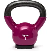Tiguar Kettlebell 4 kg (Lila) Vinyl-Kettlebell mit gummierter Bodenplatte, ergonomischer Griff, ideal für Kraft- und Ausdauertraining, Koordination und Stabilisation