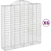 vidaXL Gabionen mit Hochbogen 6 Stk. 200x50x200/220cm Verzinktes Eisen