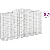 vidaXL Gabionen mit Hochbogen 7 Stk. 300x50x160/180cm Verzinktes Eisen