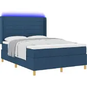 Syfax Boxspringbett mit LED-Lichtleisten Blau 140 x 200 cm Stoff