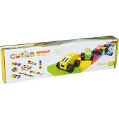 Cubika Holzspielwaren Holz Rennwagen mit Garage - Garagenbau, Startrampe, Wasserbasis-Farben