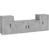 vidaXL 3-tlg. TV-Schrank-Set Betongrau Holzwerkstoff