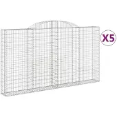 vidaXL Gabionen mit Hochbogen 5 Stk. 300x30x160/180cm Verzinktes Eisen