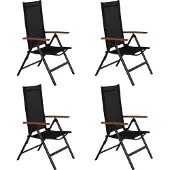 Ebuy24 4xLamira Gartenstuhl Positionsstuhl, schwarz und teak Armlehnen.