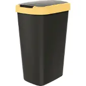 Prosperplast Abfallbehälter 45l mit Deckel KEDEN COMPACTA Q schwarz mit hellgelbem Rand