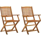 vidaXL Möbel Klappbare Gartenstühle 2 Stk. Massivholz Akazie - Gartenstühle 46337