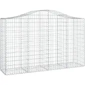 vidaXL Gabione mit Hochbogen 200x50x120/140 cm Verzinktes Eisen
