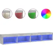 vidaXL TV-Schränke mit LED-Leuchten 2 Stk. Betongrau 100x30x30 cm