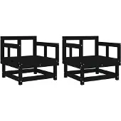 vidaXL Gartenstühle 2 Stk. Schwarz Massivholz Kiefer