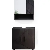 Vicco Badmöbel-Set Irma Anthrazit Hochglanz 2 Teile, Unterschrank 60 cm, Model 34675