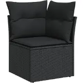 vidaXL Gartensofa-Ecke mit Kissen Schwarz Poly Rattan