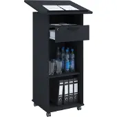 VCM Holz mobiles Rednerpult | Maße ca. H. 108 bis 120 cm x B. 60 cm x T. 50 cm | Stehpult mit Rollen| rollbar mit Schublade | Stehtisch - Melta