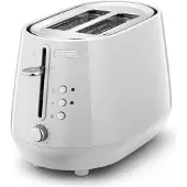 De'Longhi Eclectica Toaster CTY2103.W, weiß, für 2 Scheiben, mit Auftaufunktion und Brötchenaufsatz