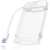 Icy Box IB-AC703-U3, USB 3.2 Gen 1 zu 2,5" SATA Festplatten (9,5 mm Höhe) Adapter Kabel mit Schutzbox, Zugriff LED, USB 2.0 compatibel, weiß
