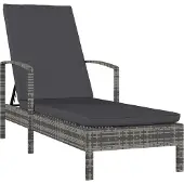 Syfax Sonnenliege mit Armlehnen Poly Rattan Grau