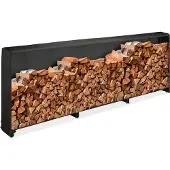 Relaxdays Kaminholzregal mit Abdeckung, für Holz ab 25 cm, Brennholzregal aus Eisen, HBT: 110 x 322 x 29 cm, schwarz