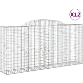 vidaXL Gabionen mit Hochbogen 12 Stk 300x50x140/160cm Verzinktes Eisen