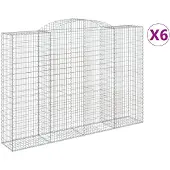 vidaXL Gabionen mit Hochbogen 6 Stk. 300x50x200/220cm Verzinktes Eisen