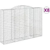 vidaXL Gabionen mit Hochbogen 8 Stk. 300x50x200/220cm Verzinktes Eisen