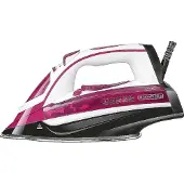 Black & Decker BXIR2600E, Trocken- & Dampfbügeleisen, Edelstahl-Bügelsohle, 160 g/min, Schwarz, Pink, Weiß, 35 g/min, 0,3 l