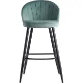Wohnling Barhocker Samt Hellgrün Hocker mit Lehne 56x102,5x52,5 cm Küchenhocker Skandinavisch Stoff / Metall 110 kg Barstuhl Tresenhocker Bistrohocker