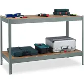 Relaxdays Werkbank, 600 kg, Werktisch, HBT: 91x141x61 cm, 2 verstellbare Ebenen, Werkstatt Regal Stahl & MDF, anthrazit