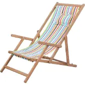 vidaXL Strandstuhl Klappbar Stoff und Massivholz Mehrfarbig
