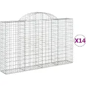 vidaXL Gabionen mit Hochbogen 14Stk. 200x30x120/140cm Verzinktes Eisen