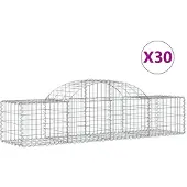 vidaXL Gabionen mit Hochbogen 30 Stk. 200x50x40/60 cm Verzinktes Eisen