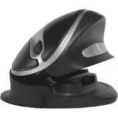 BakkerElkhuizen Oyster Wireless mouse, Beidhändig, Vertikale Ausführung, Laser, RF Wireless, 1200 DPI, Schwarz, Silber