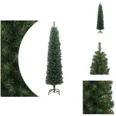 vidaXL Künstlicher Weihnachtsbaum Schlank mit Ständer Grün 180 cm PVC - Weihnachtsbäume
