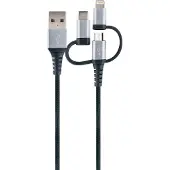 Schwaiger LKU 100, 1,5 m, USB A, Micro-USB B, USB 2.0, 0,48 Gbit/s, Schwarz, Silber