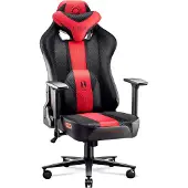 Diablo X-Player Gaming Stuhl Bürostuhl Schreibtischstuhl Stoff 3D Armlehnen Ergonomisches Design Nacken/- Lendenkissen Farbe: Anthrazit-Rot, Größe: King
