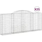 vidaXL Gabionen mit Hochbogen 25 Stk 300x30x120/140cm Verzinktes Eisen