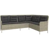vidaXL Gartensofa in L-Form mit Kissen Hellgrau Poly Rattan