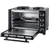 Unold 68885 Kleinküche All-in-one-Minibackofen mit Kochplatten zum Kochen, Grillen und Backen, Gesamtleistung 1500 W, ca. 30 Liter