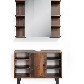 Vicco Badmöbel-Set Fynn Eiche rustikal 2 Teile, Unterschrank 80 cm, Model 36679
