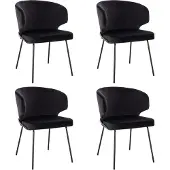 HOME DELUXE - Polsterstuhl AMARA- 4 Stück, Farbe: Samt Schwarz - weiche Polsterung, bis 120 kg belastbar I Küchenstuhl Speisestühle Esszimmerstühle