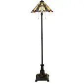 QUOIZEL Tiffany Inglenook Metall Stehleuchte Bronze Valiant 2 Lichter E27
