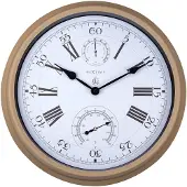 Nextime Wanduhr außen mit Wetterstation Hyacint braun Ø 40 x 5 cm
