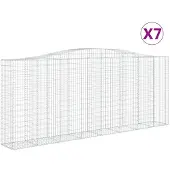 vidaXL Gabionen mit Hochbogen 7 Stk. 400x50x160/180cm Verzinktes Eisen