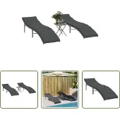 The Living Store Sonnenliegen 2 Stk. mit Tisch Grau Poly Rattan