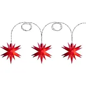 Sterntaler Sternenkette | Baby-Sternenkette | 3 Sterne | 18 Zacker | 8cm | Innen | LED | Batterie | mit Timer, Farbe:rot