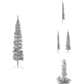 vidaXL Künstlicher Halb-Weihnachtsbaum Ständer Schlank Silbern 210 cm - Weihnachtsbäume