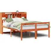 Syfax Massivholzbett mit Regal ohne Matratze Wachsbraun 160x200 cm